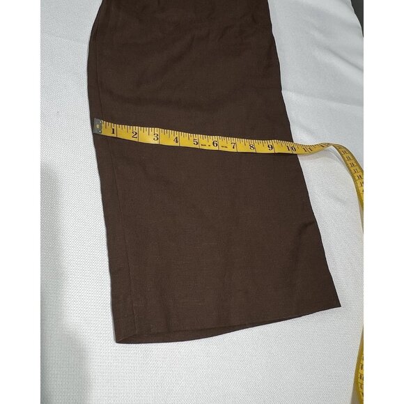 Annie Alexander Vintage Womens Linen Blend Wide Leg Crop Pants Sz 10 Brown Lined - Picture 7 of 15